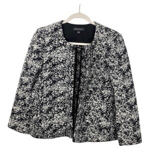 Ann Taylor Wool Blend Zip Up Jacket Size Medium Black and White Sophisticated